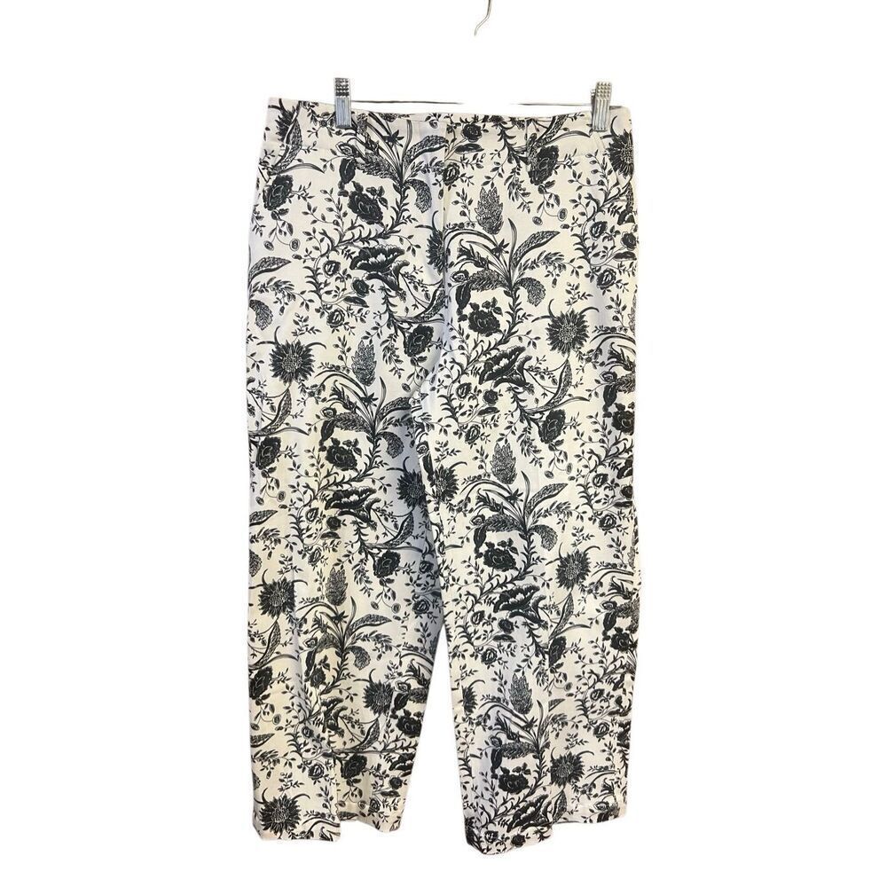 Herman Geist Stretch printed Capris Sz 10 Cream/Black NWT